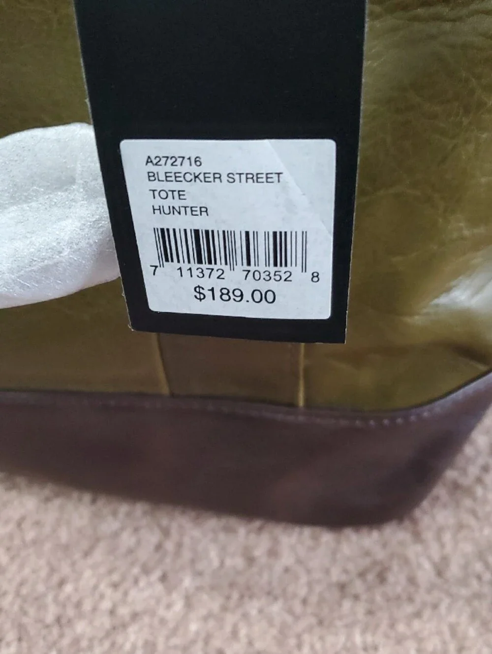 BRAND NEW!!  Tignanello Olive Green and Brown Leather Tote Bag